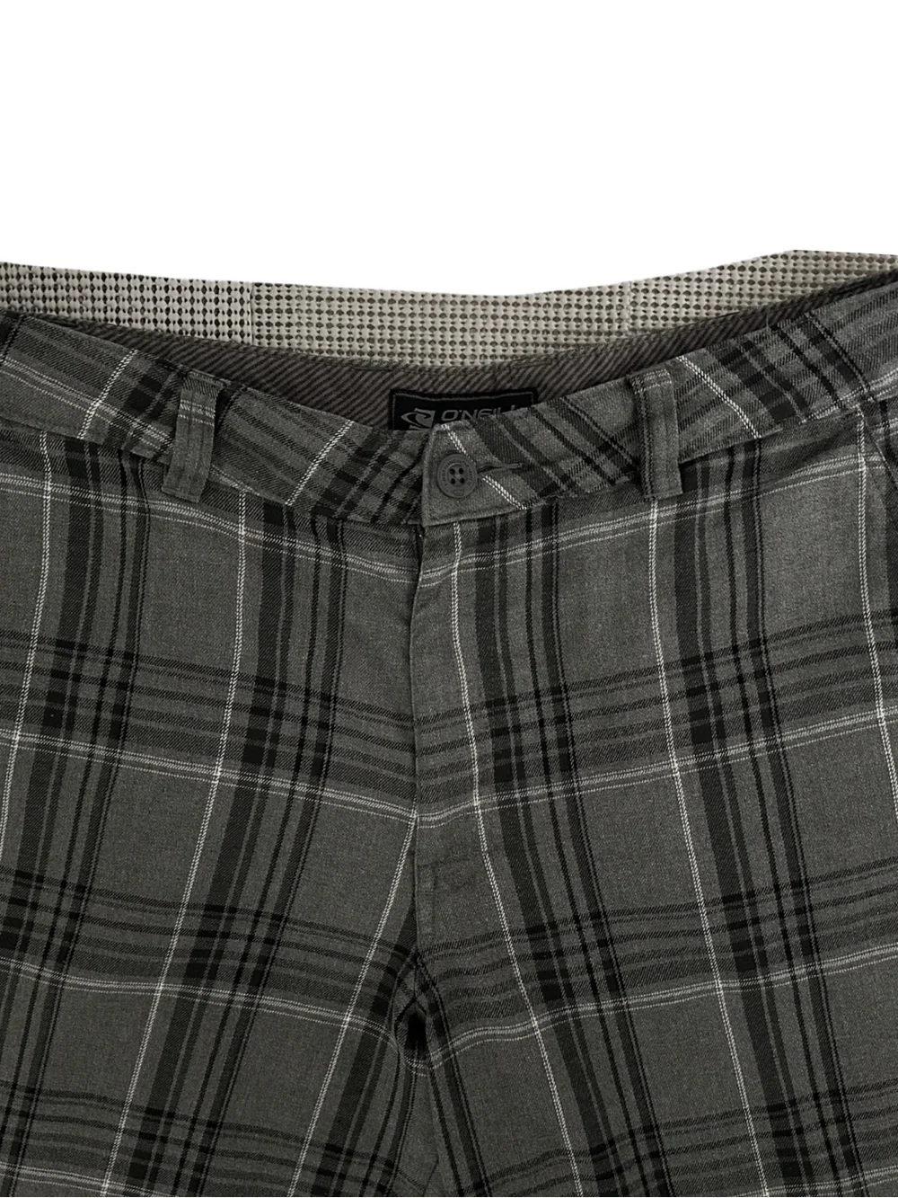 O'Neill Hybrid Walk Shorts Men's Size 34 Plaid Gray Black 10” Casual Shorts
